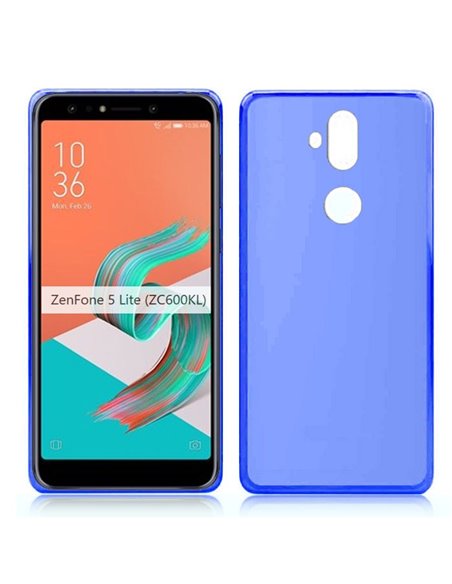 CUSTODIA per ASUS ZENFONE 5 LITE (ZC600KL) 6.0' IN GEL TPU SILICONE COLORE BLU TRASPARENTE