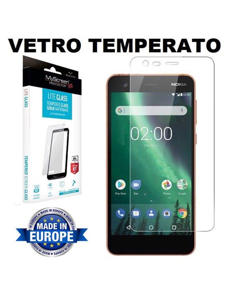 PELLICOLA per NOKIA 2 - PROTEGGI DISPLAY IN VETRO TEMPERATO 9H 0,33mm MYSCREEN BLISTER