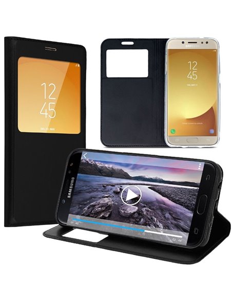 CUSTODIA per SAMSUNG SM-J730 GALAXY J7 (2017) - FLIP ORIZZONTALE CON CHIUSURA MAGNETICA INVISIBILE, INTERNO IN TPU E FINESTRA ID
