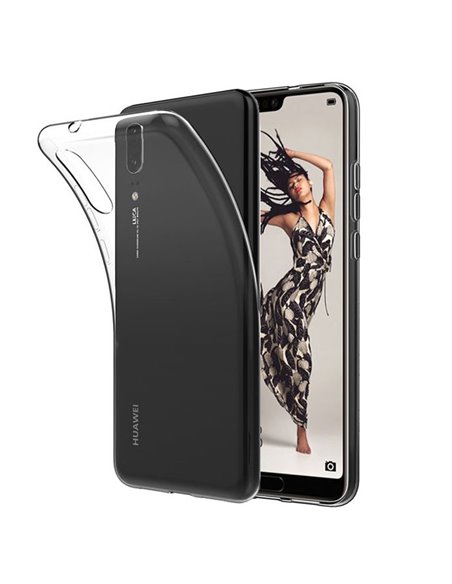 CUSTODIA per HUAWEI P20 IN GEL TPU SILICONE TRASPARENTE