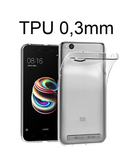 CUSTODIA per XIAOMI REDMI 5A (5.0') IN GEL TPU SILICONE ULTRA SLIM 0,3mm TRASPARENTE