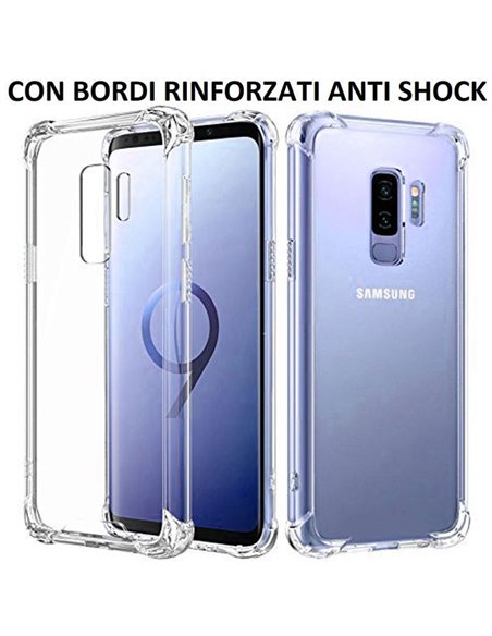 CUSTODIA per SAMSUNG GALAXY S9 PLUS (SM-G965) IN GEL TPU SILICONE TRASPARENTE SLIM 0,5mm CON BORDI RINFORZATI ANTI SHOCK