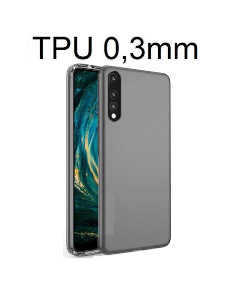 CUSTODIA per HUAWEI P20 PRO IN GEL TPU SILICONE ULTRA SLIM 0,3mm COLORE NERO TRASPARENTE