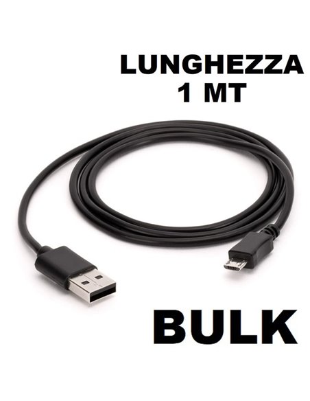 CAVO MICRO USB - LUNGHEZZA 1 MT COLORE NERO IN BULK