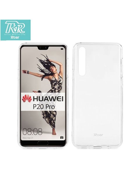 CUSTODIA per HUAWEI P20 PRO IN GEL TPU SILICONE TRASPARENTE ALTA QUALITA' ROAR COLORFUL