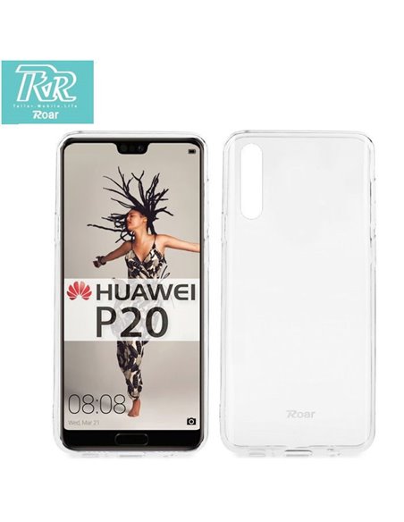 CUSTODIA per HUAWEI P20 IN GEL TPU SILICONE TRASPARENTE ALTA QUALITA' ROAR COLORFUL