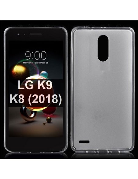 CUSTODIA per LG K9, K8 (2018) IN GEL TPU SILICONE COLORE BIANCO TRASPARENTE