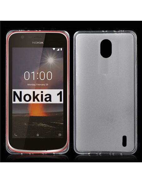 CUSTODIA per NOKIA 1 IN GEL TPU SILICONE COLORE BIANCO TRASPARENTE