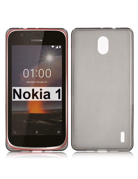 CUSTODIA per NOKIA 1 IN GEL TPU SILICONE COLORE NERO TRASPARENTE