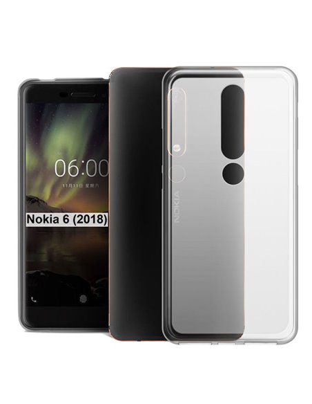 CUSTODIA per NOKIA 6.1, NOKIA 6 (2018) IN GEL TPU SILICONE COLORE BIANCO TRASPARENTE