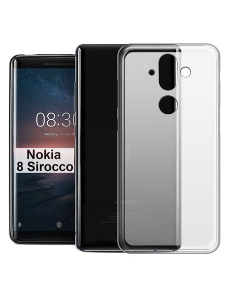 CUSTODIA per NOKIA 8 SIROCCO IN GEL TPU SILICONE COLORE BIANCO TRASPARENTE