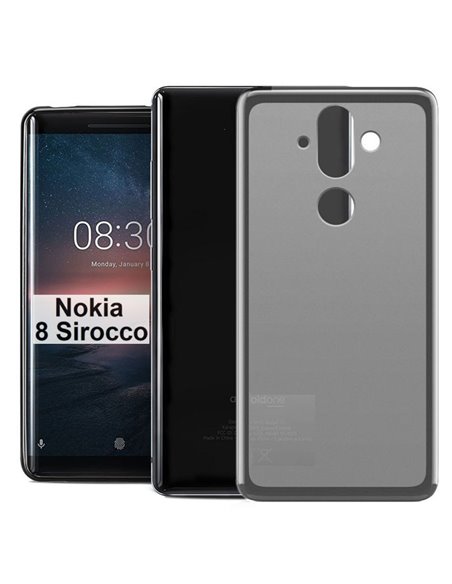 CUSTODIA per NOKIA 8 SIROCCO IN GEL TPU SILICONE COLORE NERO TRASPARENTE