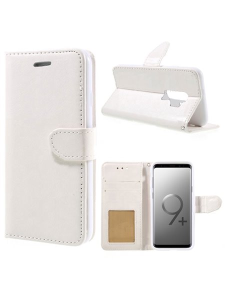 CUSTODIA per SAMSUNG GALAXY S9 PLUS (SM-G965) - FLIP ORIZZONTALE SIMILPELLE CON INTERNO IN TPU E CHIUSURA MAGNETICA BIANCO