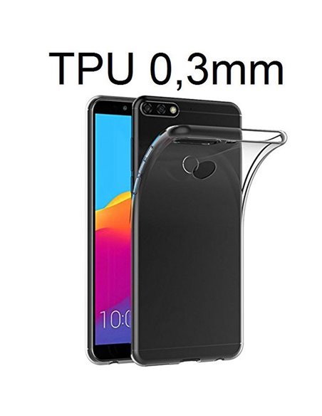 CUSTODIA per HUAWEI Y7 2018, Y7 PRIME 2018, Y7 PRO 2018, HONOR 7C IN GEL TPU SILICONE ULTRA SLIM 0,3mm TRASPARENTE