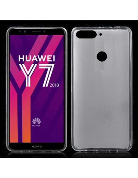 CUSTODIA per HUAWEI Y7 2018, Y7 PRIME 2018, Y7 PRO 2018, HONOR 7C IN GEL TPU SILICONE COLORE BIANCO TRASPARENTE