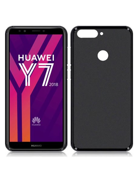 CUSTODIA per HUAWEI Y7 2018, Y7 PRIME 2018, Y7 PRO 2018, HONOR 7C IN GEL TPU SILICONE COLORE NERO