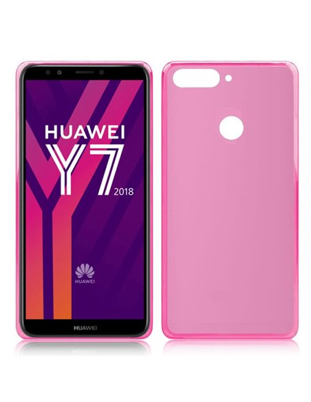 CUSTODIA per HUAWEI Y7 2018, Y7 PRIME 2018, Y7 PRO 2018, HONOR 7C IN GEL TPU SILICONE COLORE ROSA TRASPARENTE