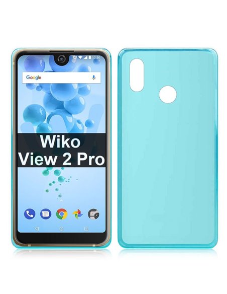 CUSTODIA per WIKO VIEW 2 PRO IN GEL TPU SILICONE COLORE AZZURRO TRASPARENTE