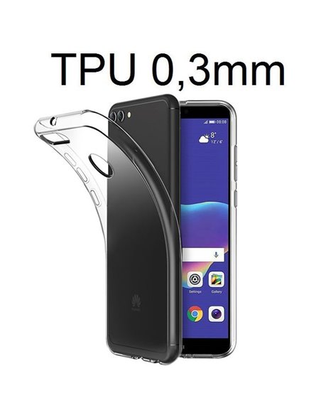 CUSTODIA per HUAWEI Y9 2018, ENJOY 8 PLUS IN GEL TPU SILICONE ULTRA SLIM 0,3mm TRASPARENTE