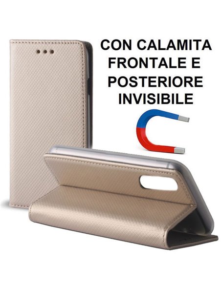 CUSTODIA per HUAWEI P20 PRO - FLIP ORIZZONTALE con CHIUSURA MAGNETICA INVISIBILE ED INTERNO IN TPU COLORE ORO