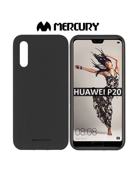 CUSTODIA per HUAWEI P20 IN GEL TPU SILICONE COLORE NERO ALTA QUALITA' MERCURY SOFT BLISTER