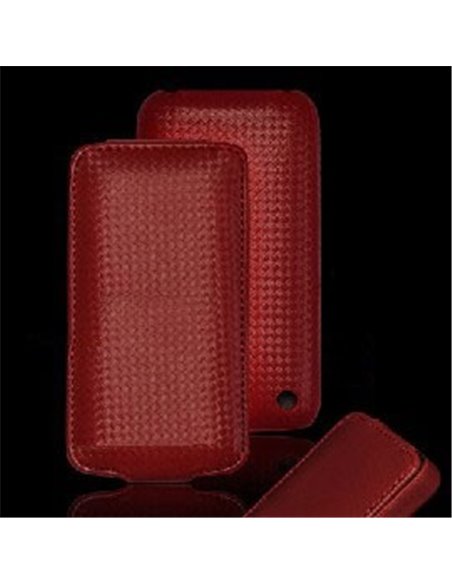 CUSTODIA VERTICALE FLIP PELLE CARBON per APPLE IPHONE 4, 4s COLORE MARRONE