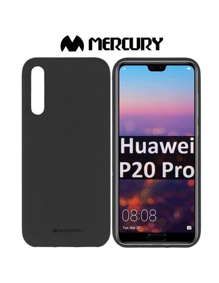 CUSTODIA per HUAWEI P20 PRO IN GEL TPU SILICONE COLORE NERO ALTA QUALITA' MERCURY SOFT BLISTER