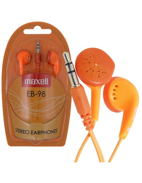 AURICOLARE STEREO per MP3 E MP4 CON JACK 3,5 mm COLORE ARANCIONE EB-98O 303500 STEREO EAR BUDS MAXELL BLISTER