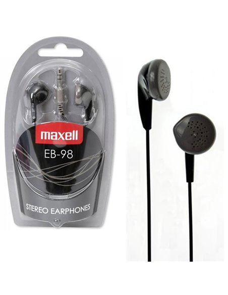 AURICOLARE STEREO per MP3 E MP4 CON JACK 3,5 mm COLORE NERO EB-98K 303499 STEREO EAR BUDS MAXELL BLISTER