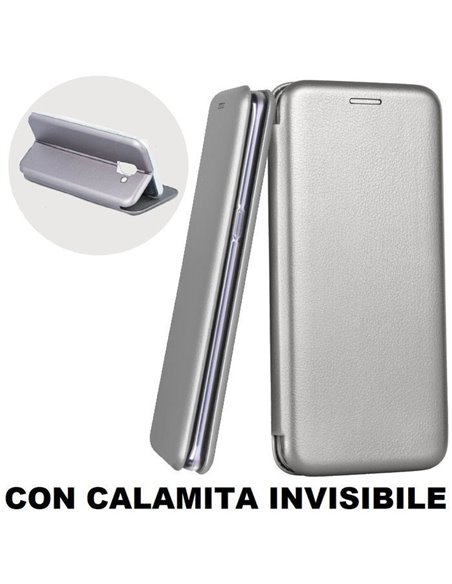 CUSTODIA per SAMSUNG GALAXY A6 2018 - FLIP ORIZZONTALE SIMILPELLE CON CHIUSURA MAGNETICA INVISIBILE E INTERNO IN TPU GRIGIO