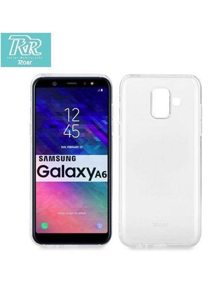 CUSTODIA per SAMSUNG GALAXY A6 2018 (SM-A600) IN GEL TPU SILICONE TRASPARENTE ALTA QUALITA' ROAR COLORFUL