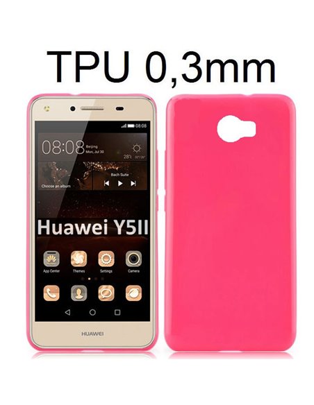 CUSTODIA per HUAWEI Y5 II, Y6 II COMPACT IN GEL TPU SILICONE LUCIDA ULTRA SLIM 0,3mm COLORE FUCSIA