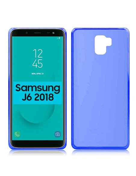 CUSTODIA per SAMSUNG GALAXY J6 2018 (SM-J600F) IN GEL TPU SILICONE COLORE BLU TRASPARENTE