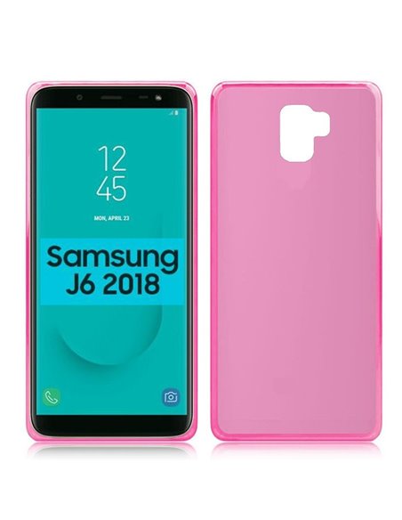 CUSTODIA per SAMSUNG GALAXY J6 2018 (SM-J600F) IN GEL TPU SILICONE COLORE ROSA TRASPARENTE