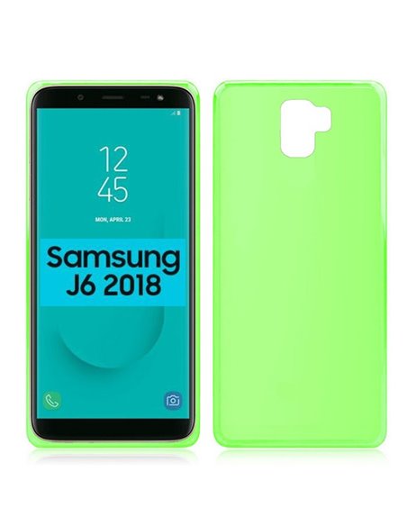 CUSTODIA per SAMSUNG GALAXY J6 2018 (SM-J600F) IN GEL TPU SILICONE COLORE VERDE TRASPARENTE