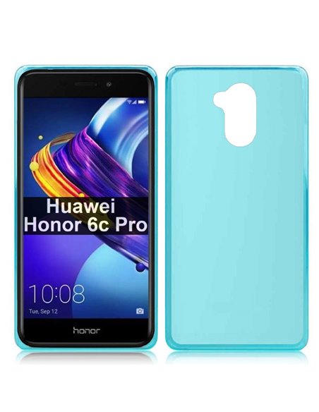 CUSTODIA per HUAWEI HONOR 6C PRO, HONOR V9 PLAY IN GEL TPU SILICONE COLORE AZZURRO TRASPARENTE