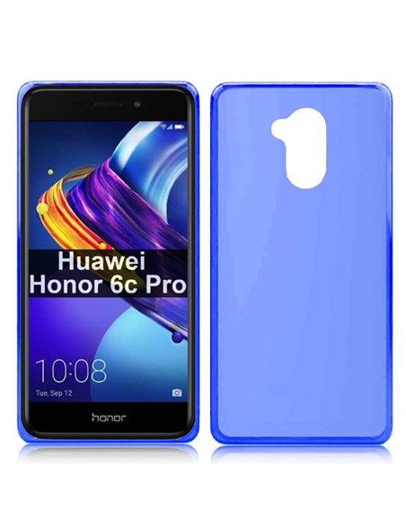 CUSTODIA per HUAWEI HONOR 6C PRO, HONOR V9 PLAY IN GEL TPU SILICONE COLORE BLU TRASPARENTE
