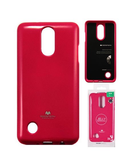 CUSTODIA per LG K4 (2017), M160 IN GEL TPU SILICONE COLORE FUCSIA LUCIDO CON GLITTER ALTA QUALITA' MERCURY BLISTER