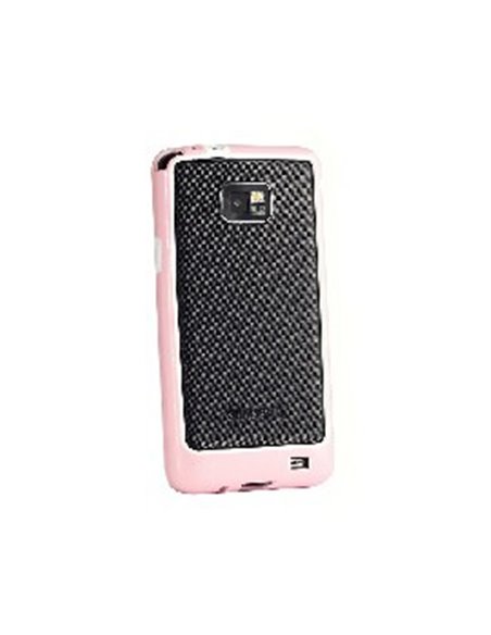 CUSTODIA GEL TPU SILICONE BUMPER per SAMSUNG I9100 Galaxy S2, I9105 Galaxy S2 Plus COLORE ROSA-BIANCO