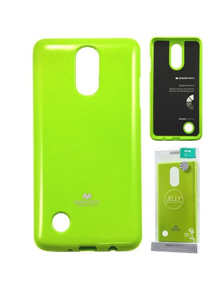 CUSTODIA per LG K4 (2017), M160 IN GEL TPU SILICONE COLORE VERDE LUCIDO CON GLITTER ALTA QUALITA' MERCURY BLISTER