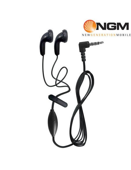 AURICOLARE STEREO ORIGINALE NGM HI-20B CON TASTO GESTIONE CHIAMATA, CLIP DI FISSAGGIO E JACK 3,5mm COLORE NERO BULK