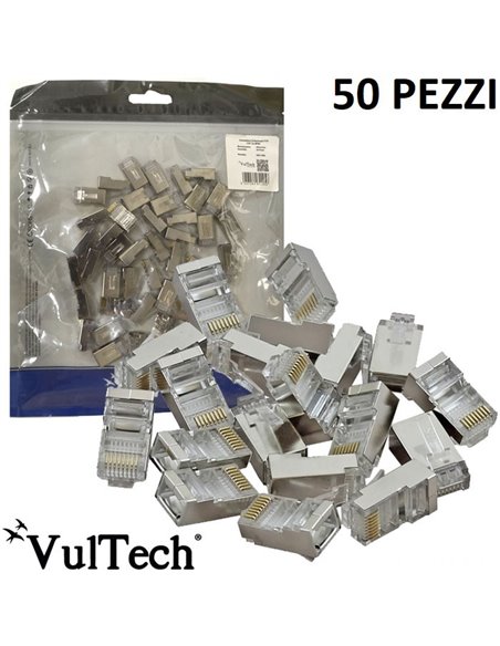 CONNETTORI TRASPARENTI RJ45 IN PLASTICA CON TERMINALI RIVESTITI IN ORO PER MIGLIORE TRASMISSIONE DEL SEGNALE SN21404 VULTECH