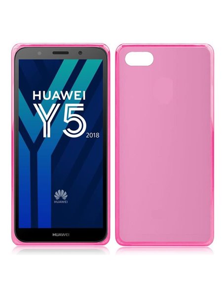 CUSTODIA per HUAWEI Y5 2018, Y5 PRIME 2018, HONOR 7S IN GEL TPU SILICONE COLORE ROSA TRASPARENTE