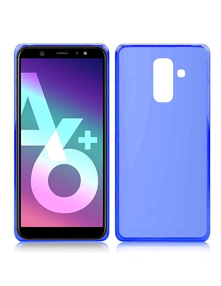 CUSTODIA per SAMSUNG GALAXY A6 PLUS 2018 (SM-A605) IN GEL TPU SILICONE COLORE BLU TRASPARENTE