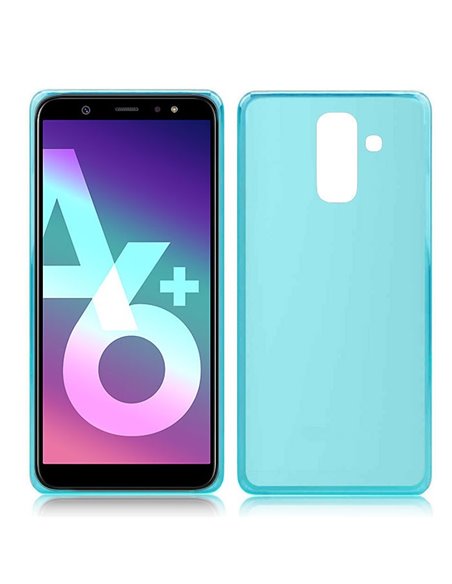 CUSTODIA per SAMSUNG GALAXY A6 PLUS 2018 (SM-A605) IN GEL TPU SILICONE COLORE AZZURRO TRASPARENTE