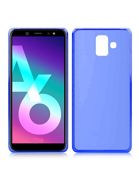 CUSTODIA per SAMSUNG GALAXY A6 2018 (SM-A600) IN GEL TPU SILICONE COLORE BLU TRASPARENTE