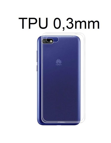 CUSTODIA per HUAWEI Y5 2018, Y5 PRIME 2018, HONOR 7S IN GEL TPU SILICONE ULTRA SLIM 0,3mm TRASPARENTE