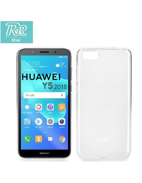 CUSTODIA per HUAWEI Y5 2018, Y5 PRIME 2018, HONOR 7S IN GEL TPU SILICONE TRASPARENTE ALTA QUALITA' ROAR COLORFUL