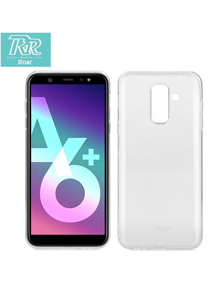 CUSTODIA per SAMSUNG GALAXY A6 PLUS 2018 (SM-A605) IN GEL TPU SILICONE TRASPARENTE ALTA QUALITA' ROAR COLORFUL