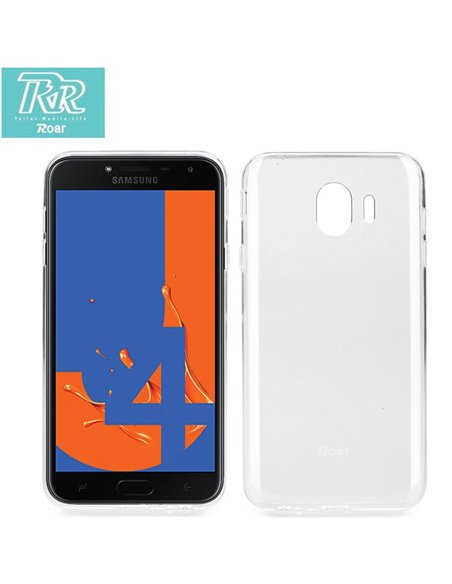 CUSTODIA per SAMSUNG GALAXY J4 2018 (SM-J400F) IN GEL TPU SILICONE TRASPARENTE ALTA QUALITA' ROAR COLORFUL